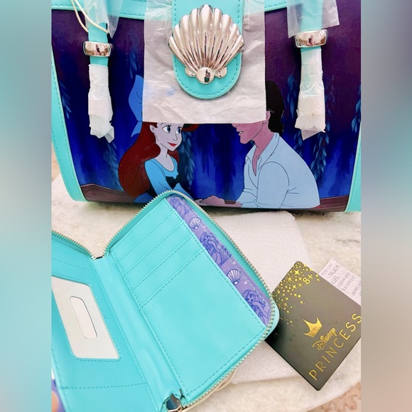 LoungeFly Disney Little Mermaid Bag & Wallet NWT 💝💚 - Picture 5 of 9